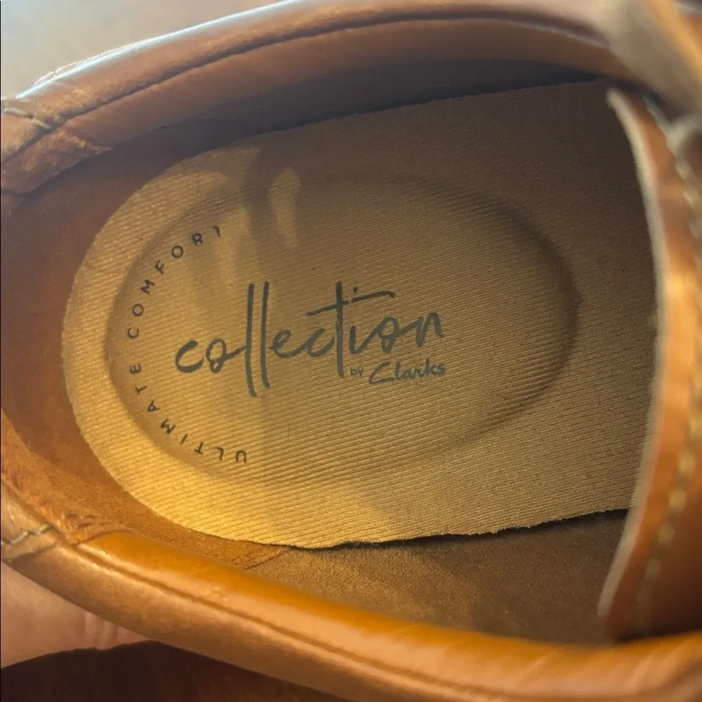 Clark’s Men’s Brown Kempton Run Leather Lace Up Dress Shoes Size 9 W